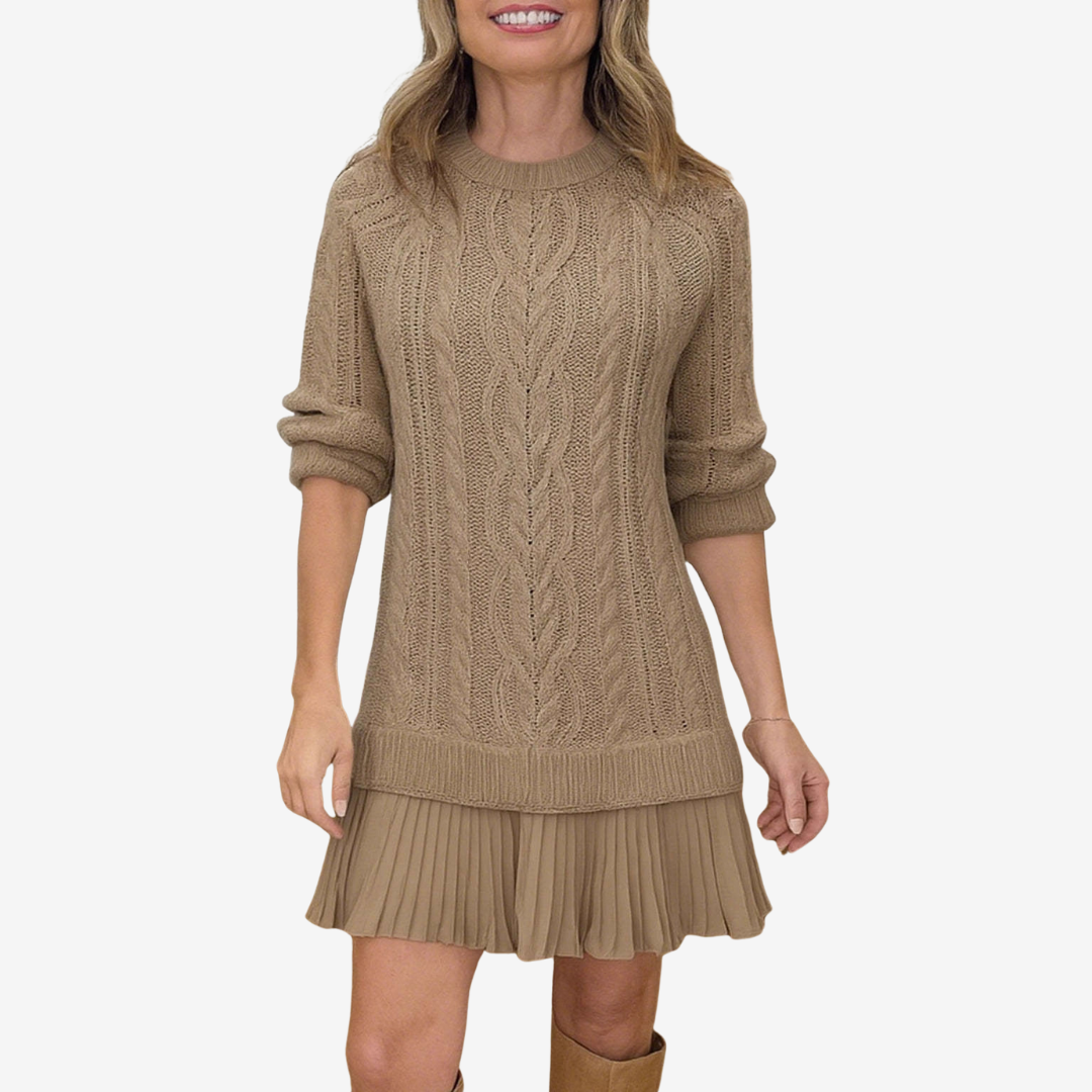 Denisse | Knitted Sweater Dress with Pleated Detail