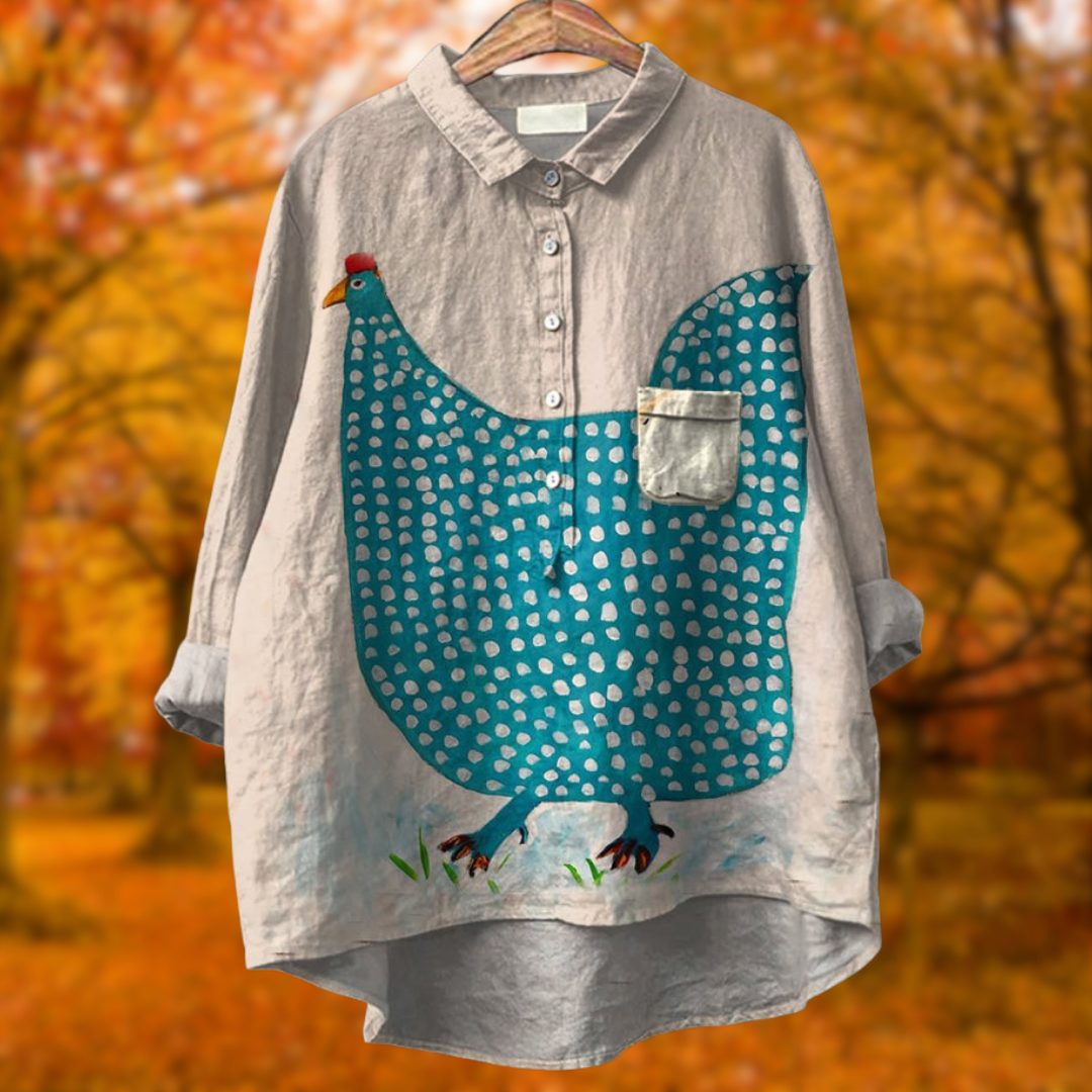 Henrietta | Playful Polka Dot Chicken Shirt