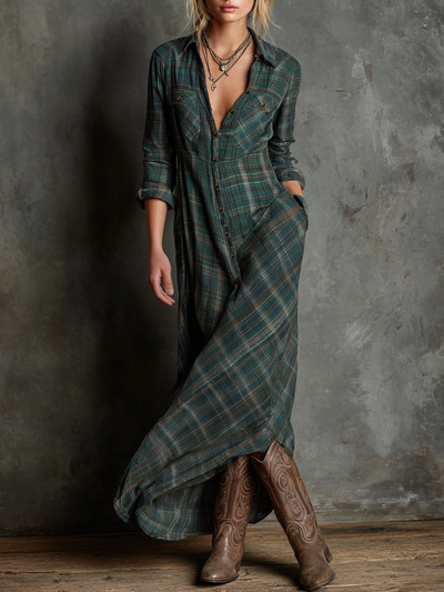 Hazel | Western Plaid Dress