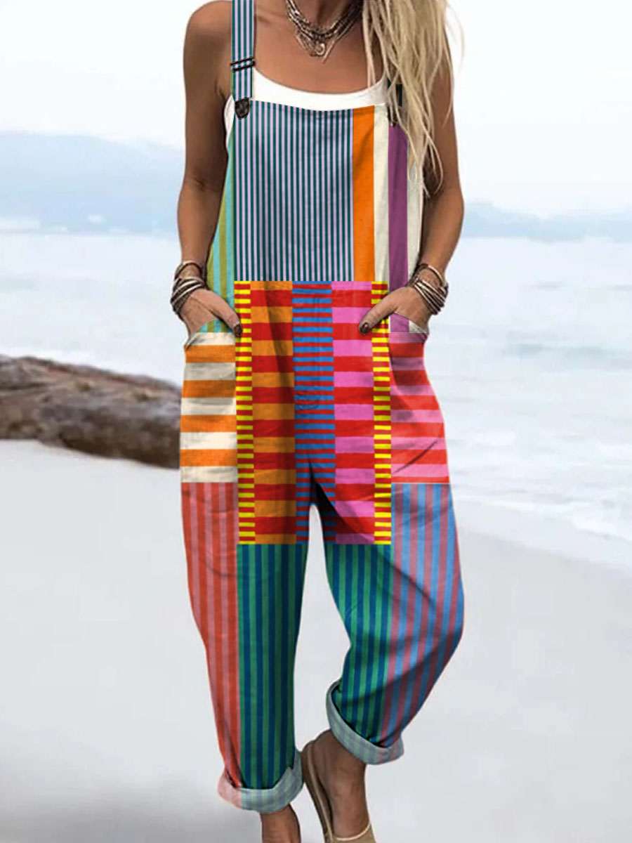 Celine | Rainbow Stripes Jumpsuit