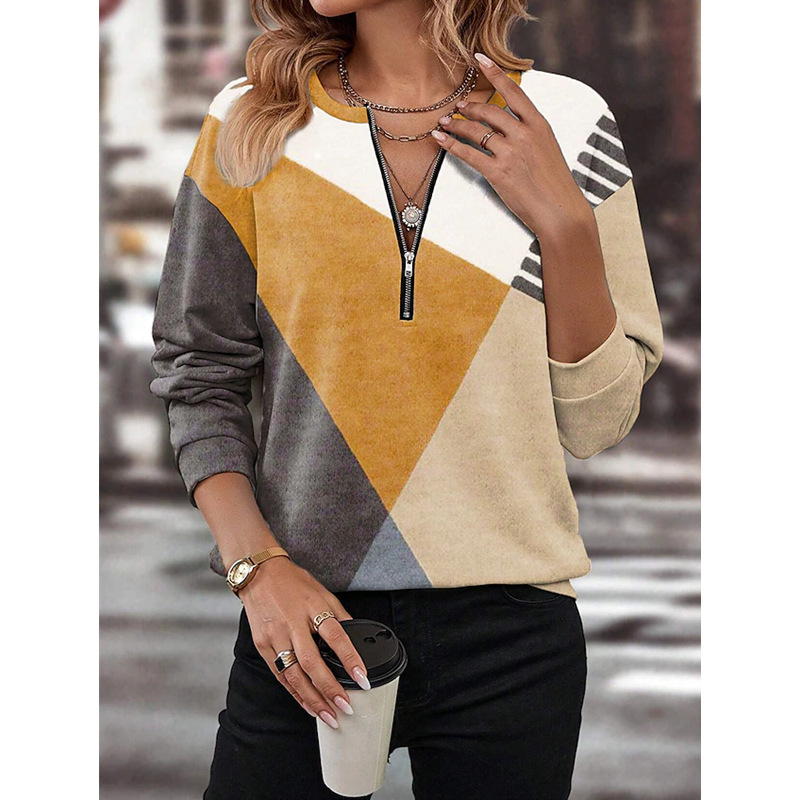 Vanessa | Geometric Half-Zip Sweater
