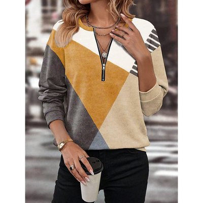 Vanessa | Geometric Half-Zip Sweater