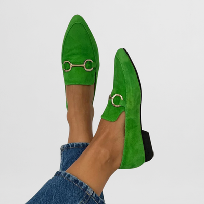 Elise | Suede Loafers with Gold Bit