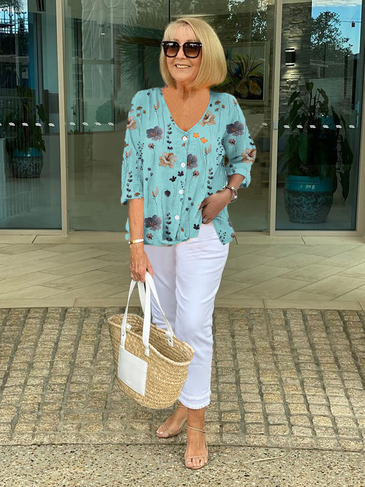 Daphne | Classic Floral Blouse