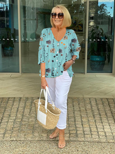 Daphne | Classic Floral Blouse