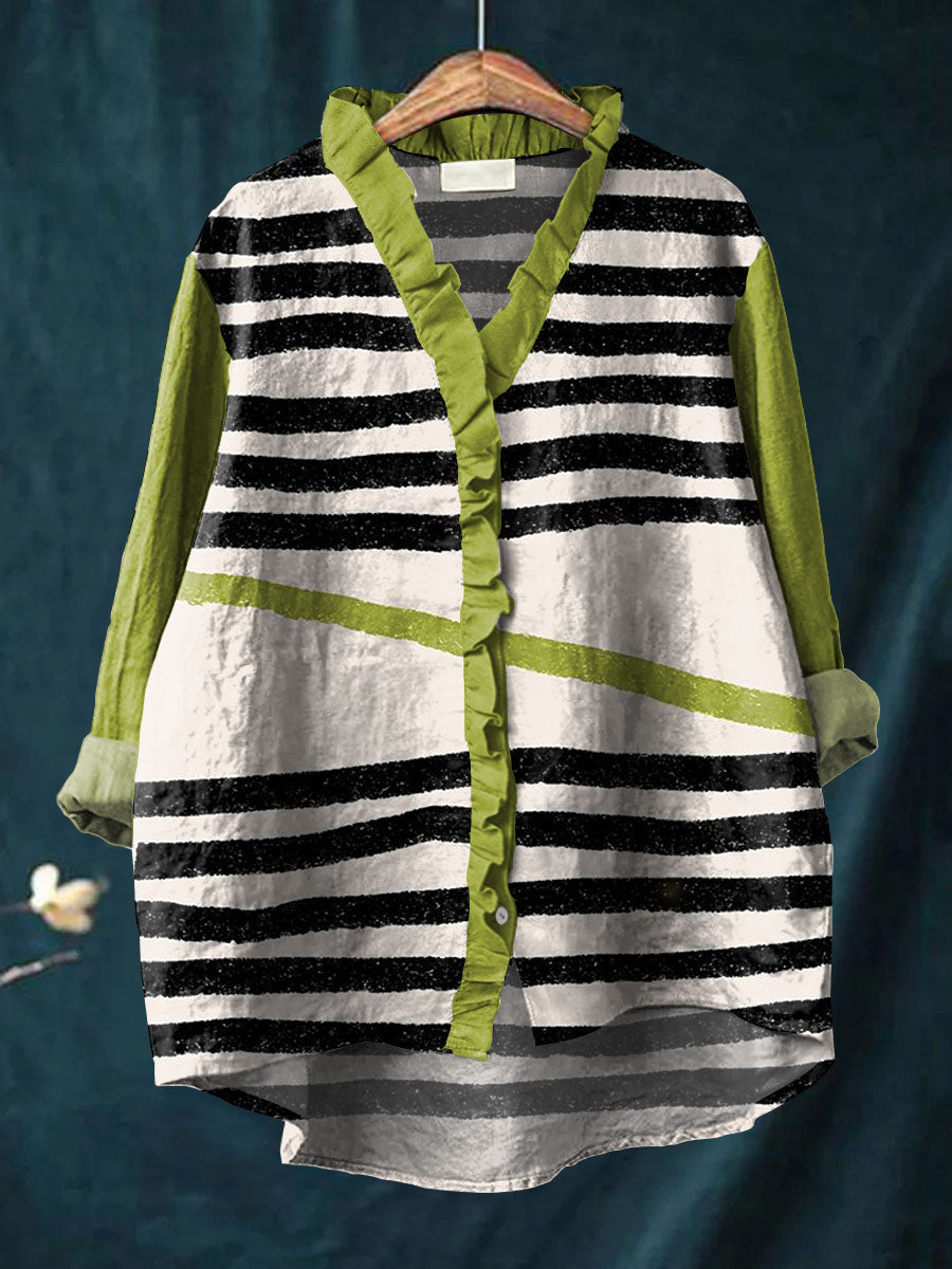 Bella | Striped Contrast Blouse