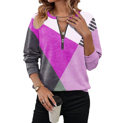 Vanessa | Geometric Half-Zip Sweater