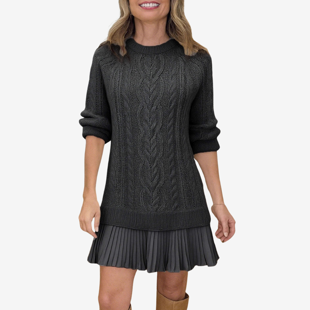 Denisse | Knitted Sweater Dress with Pleated Detail