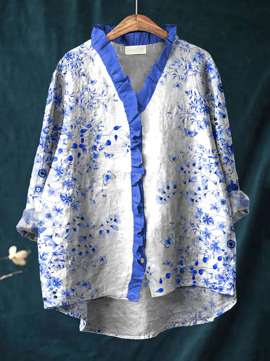 Brenda | Blue Floral Blouse