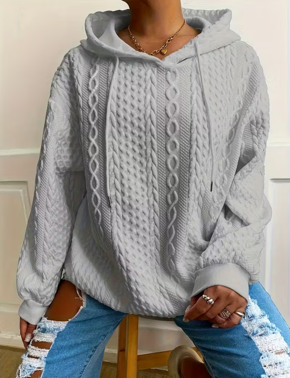 Nicole | Cable Knit Hoodie Sweater