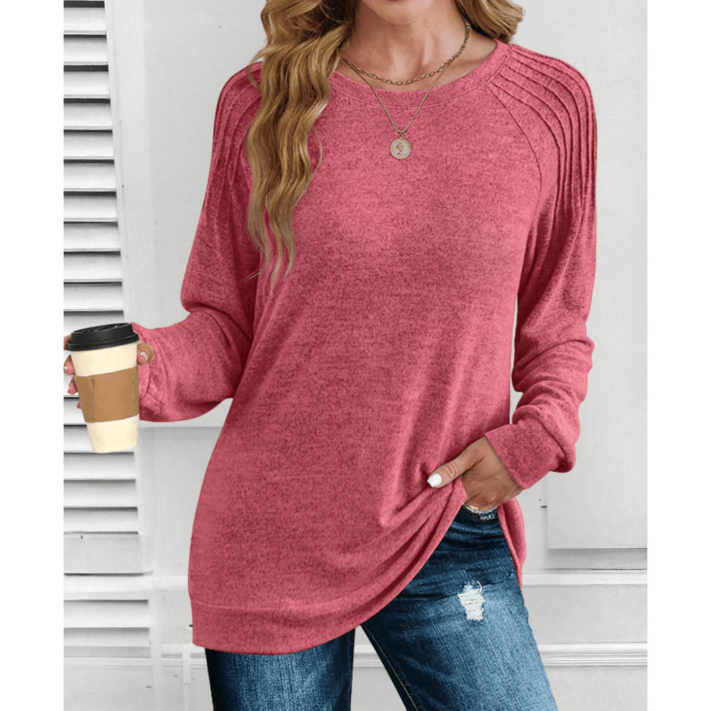 Brenna | Cozy Knit Long Sleeve Blouse