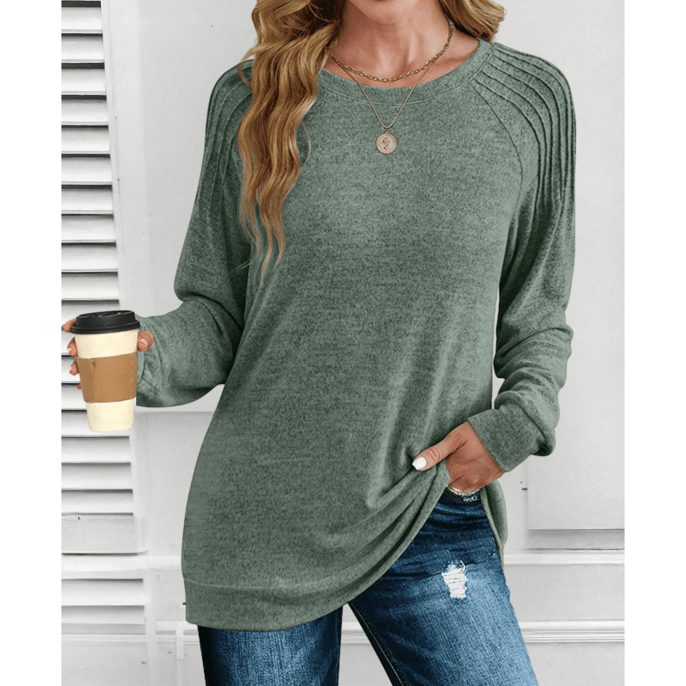 Brenna | Cozy Knit Long Sleeve Blouse