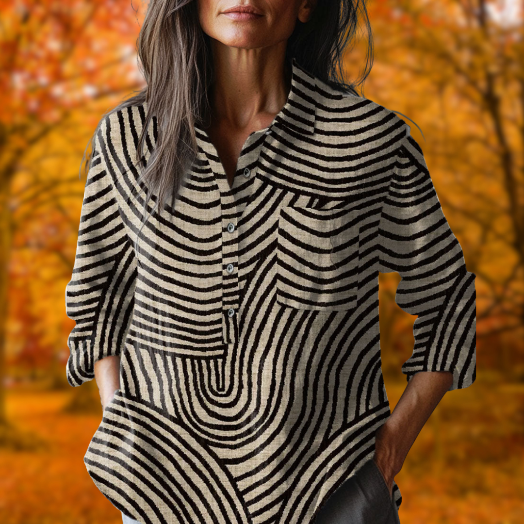Rita | Abstract Striped Print Shirt
