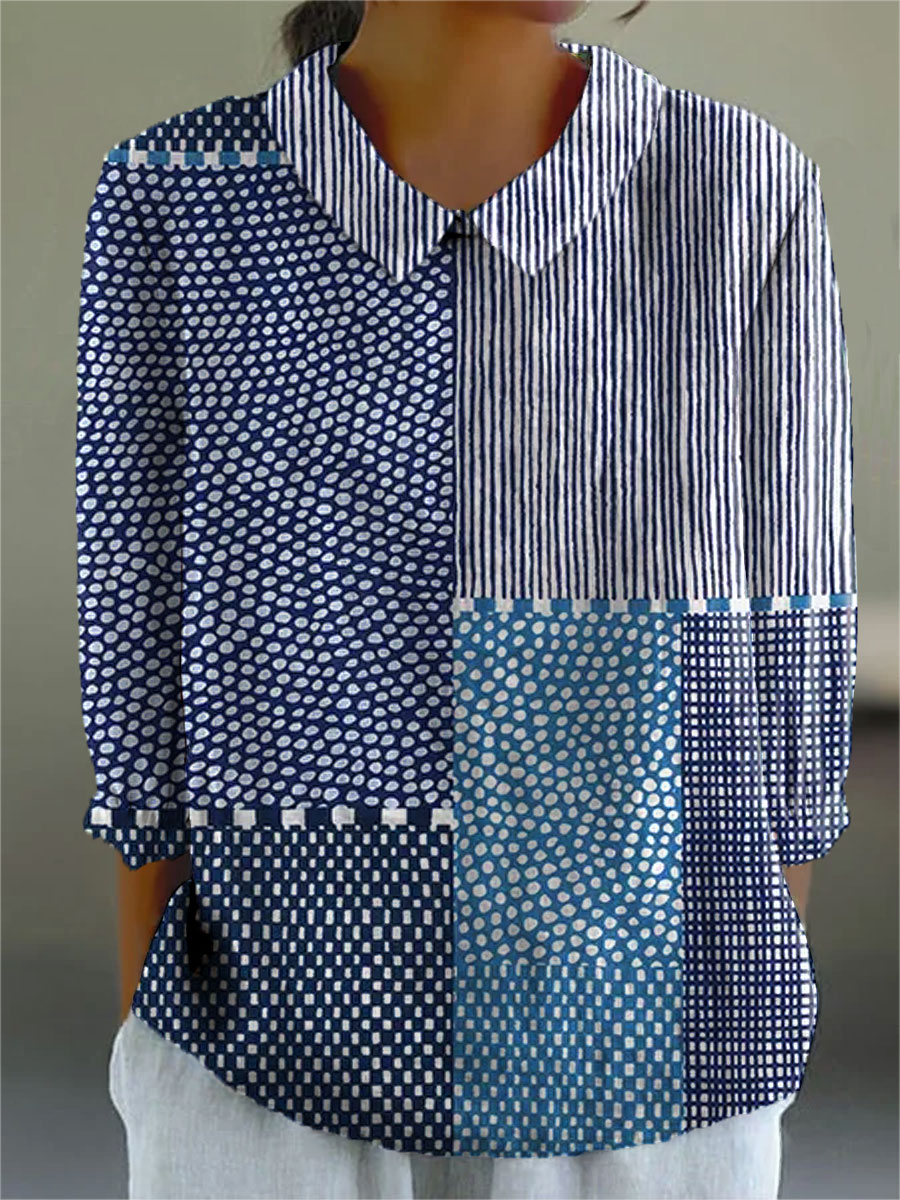 Reesa | Indigo Patchwork Blouse