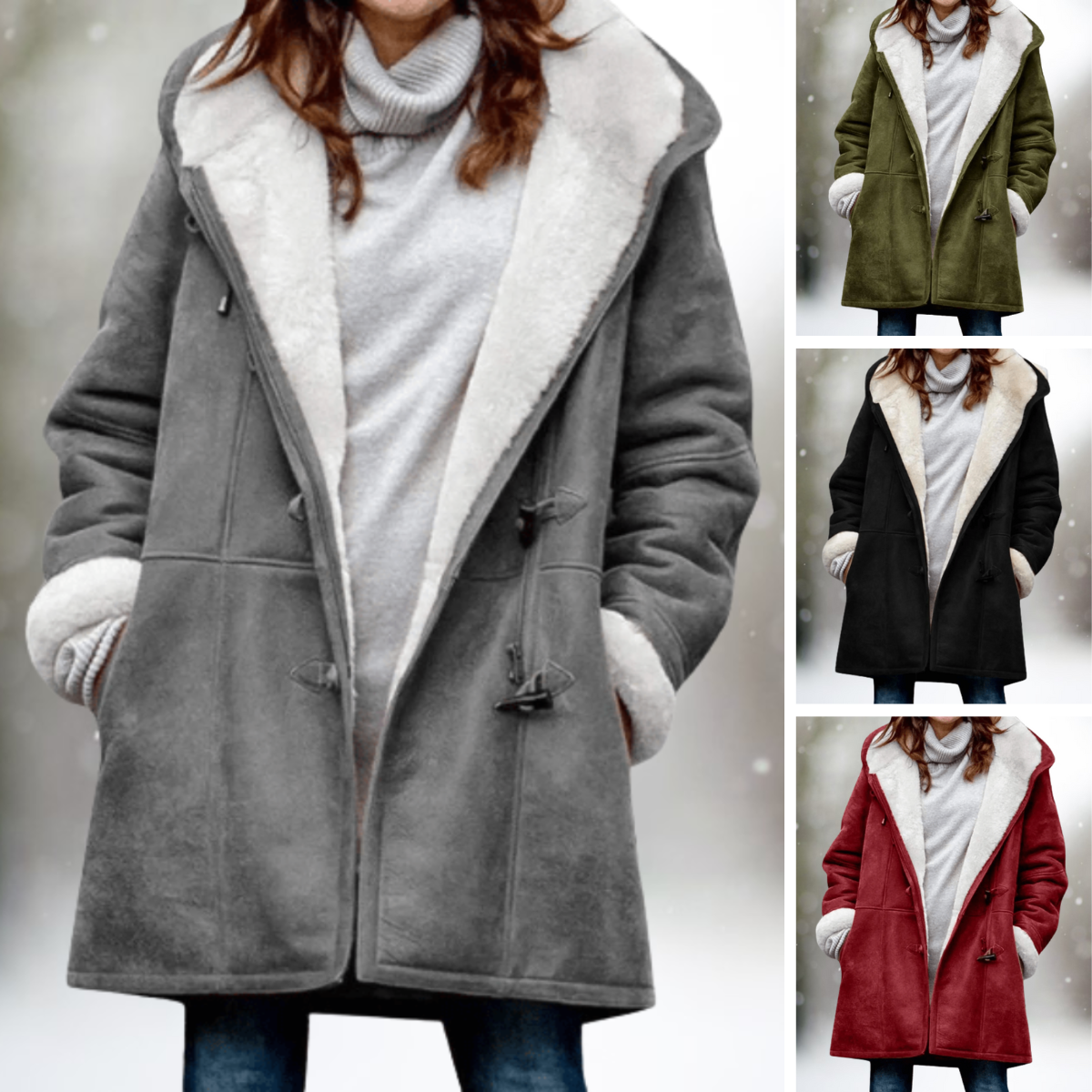 Helena | Winter Shearling Hooded Coat