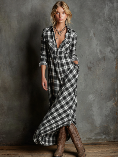 Hazel | Western Plaid Dress
