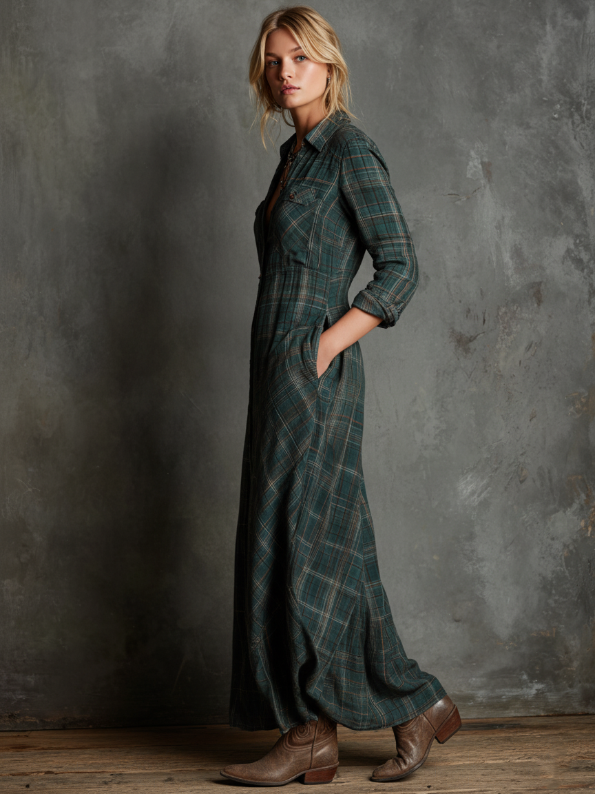 Hazel | Western Plaid Dress
