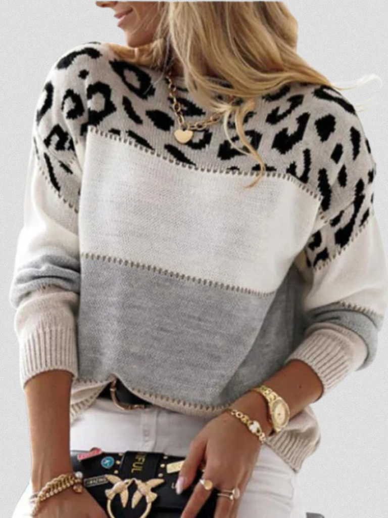Estelle | Leopard Panel Sweater