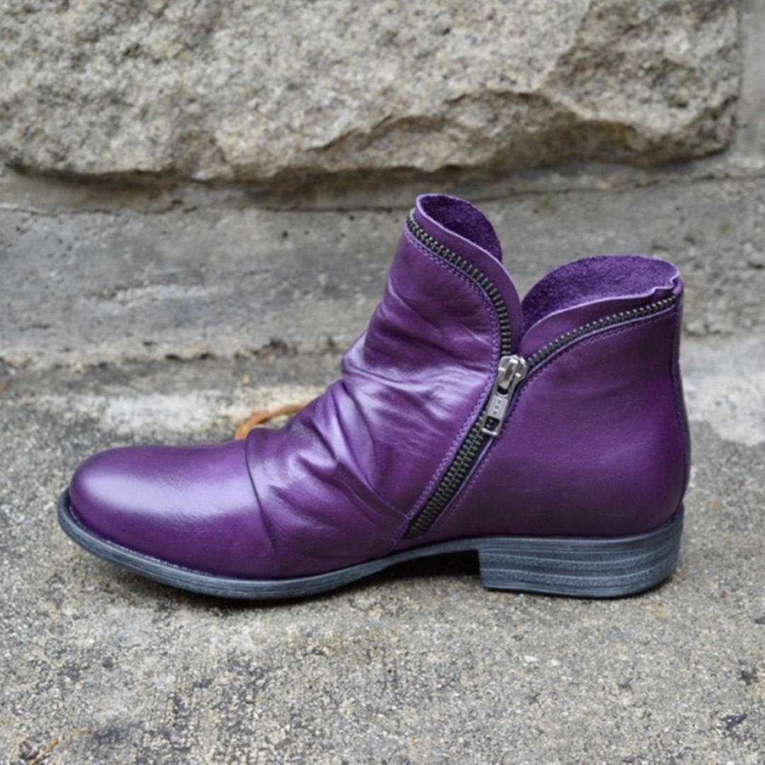 Camille | Side-Zip Leather Boots