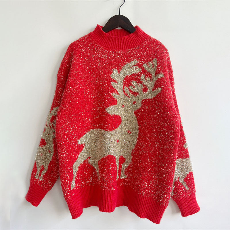 Alexa | Golden Reindeer Sweater