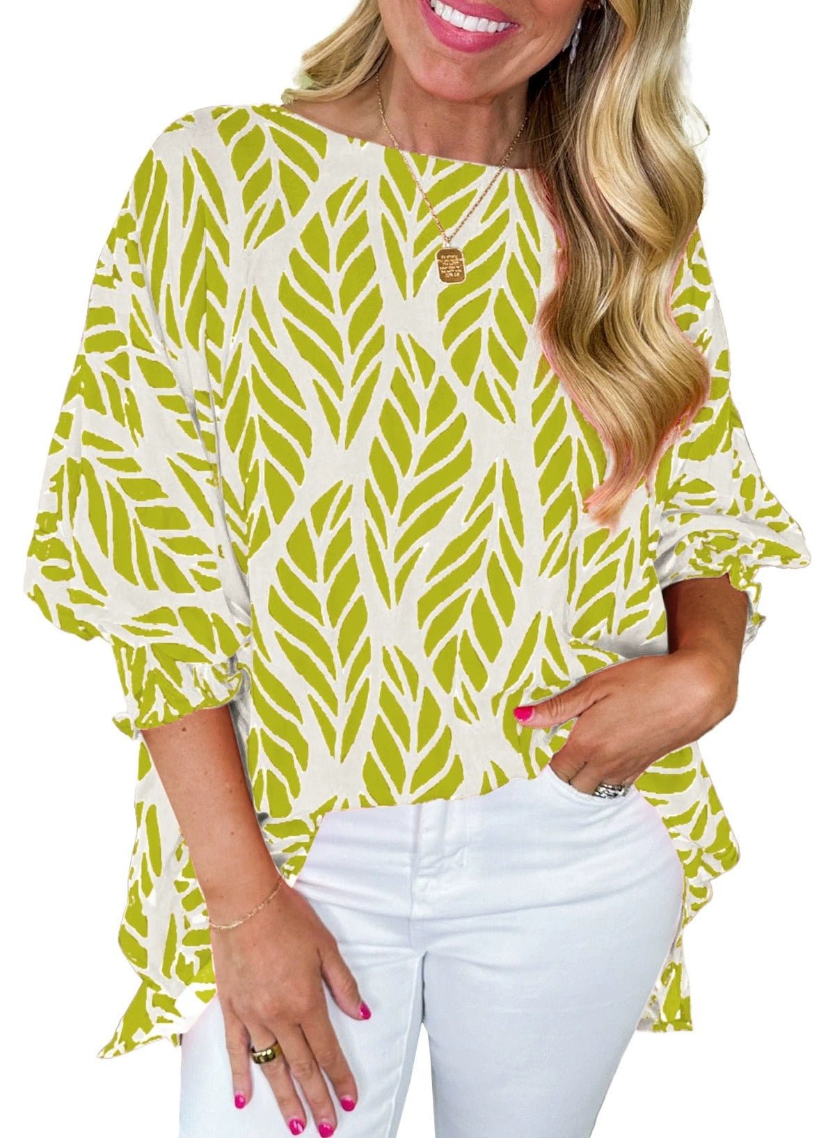 Ivana | Vibrant Leaf Blouse