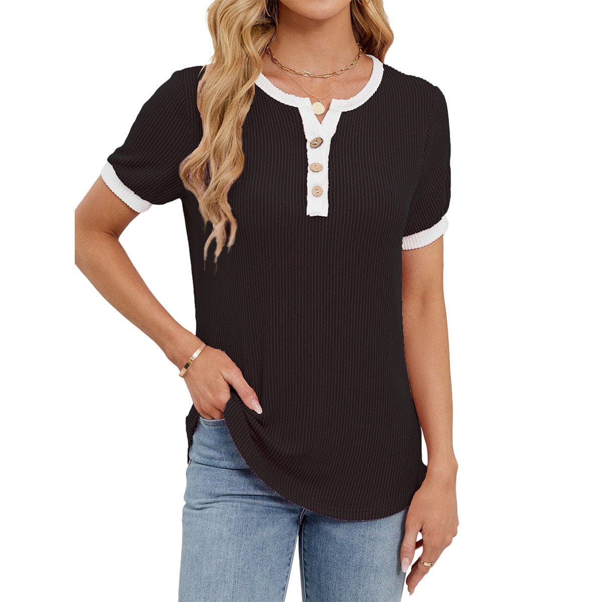Jordyn | Casual Henley Blouse