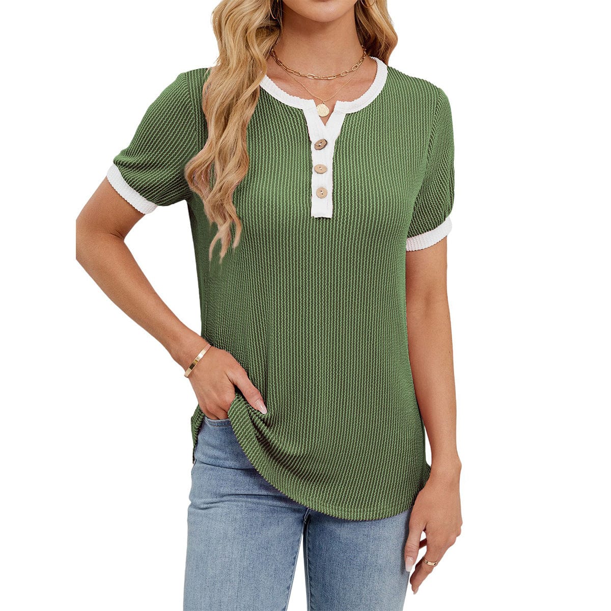 Jordyn | Casual Henley Blouse