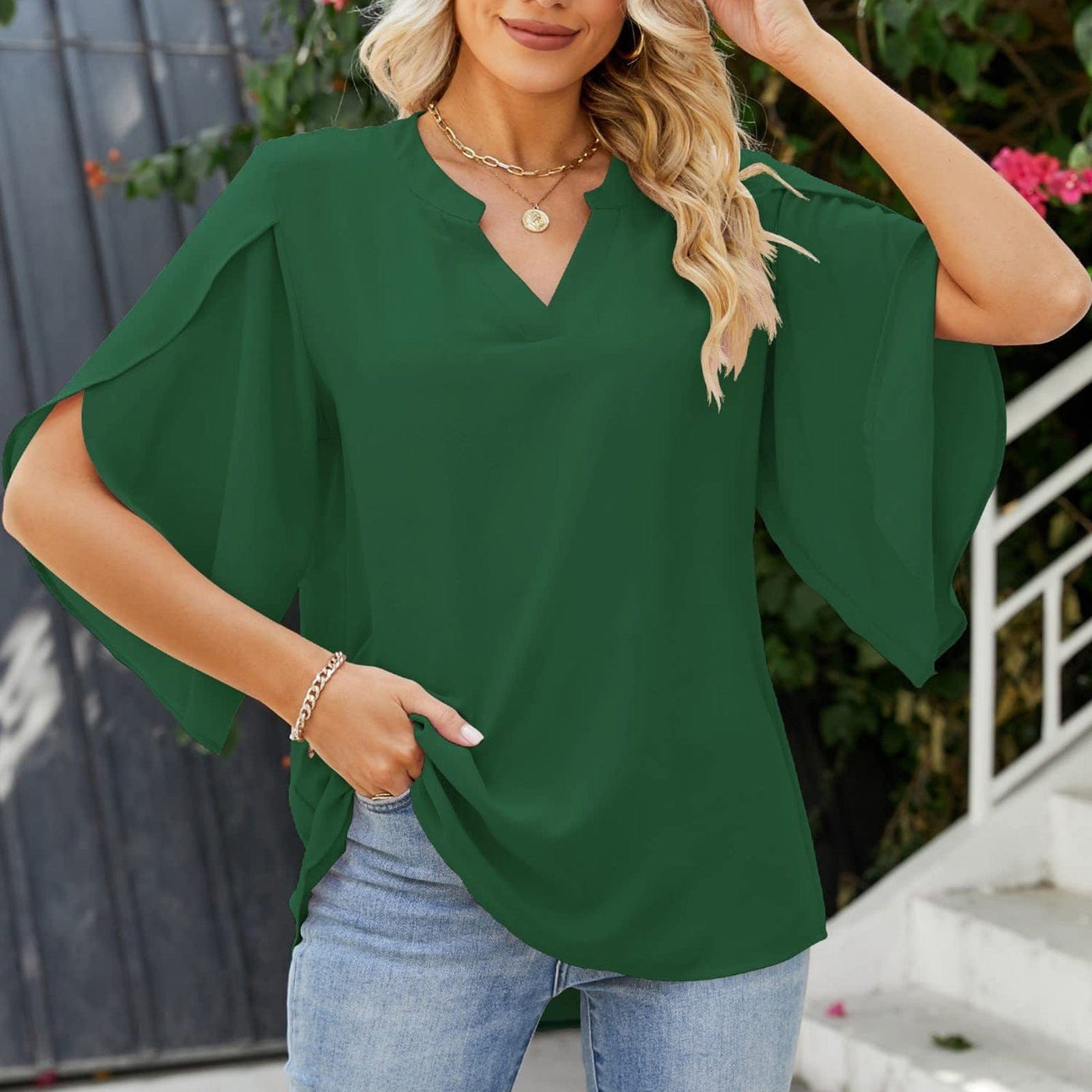 Chloe | Flowing V-Neck Blouse