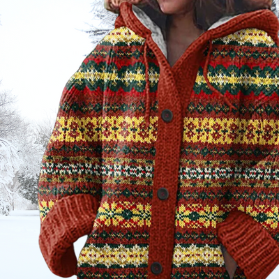 Garnet | Festive Nordic Hooded Cardigan