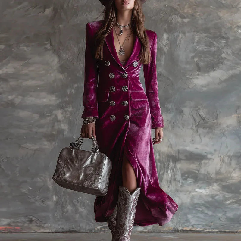 Vienna | Velvet Double-Breasted Dress