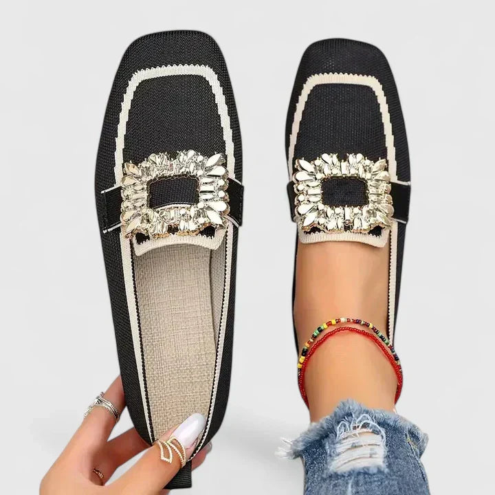 Yasmine | Crystal Buckle Loafers