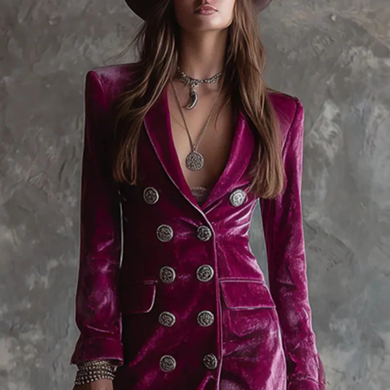 Vienna | Velvet Double-Breasted Dress