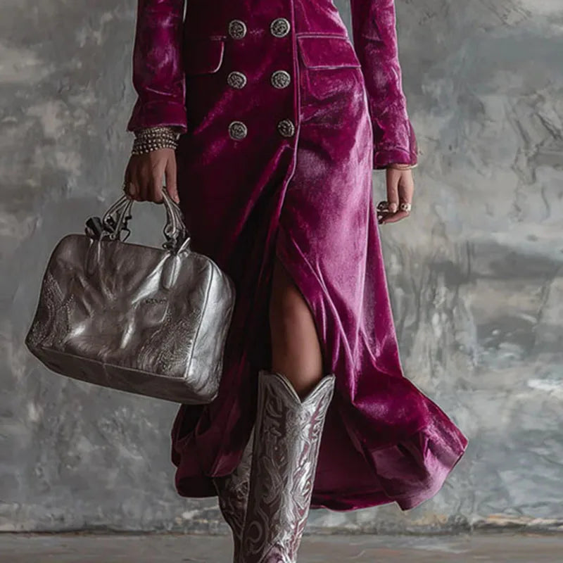 Vienna | Velvet Double-Breasted Dress