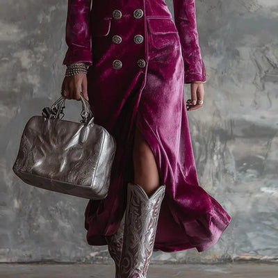 Vienna | Velvet Double-Breasted Dress