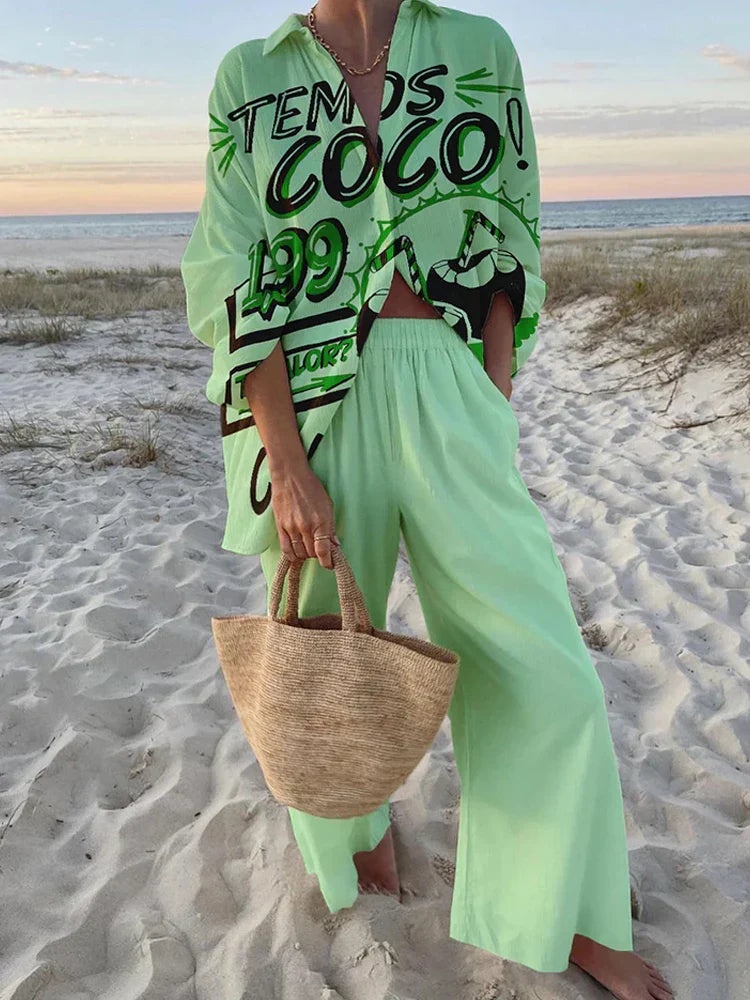 Deborah | Beach Graphic Two-Piece Set