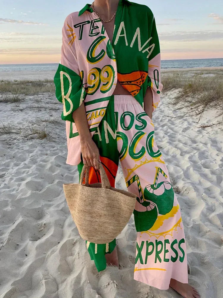 Deborah | Beach Graphic Two-Piece Set