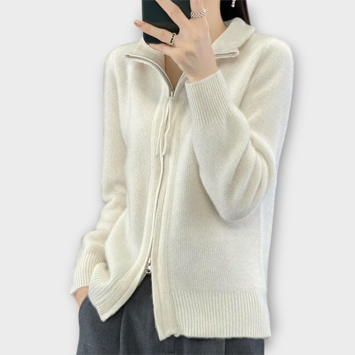 Sophia | Zip-Up Knit Cardigan