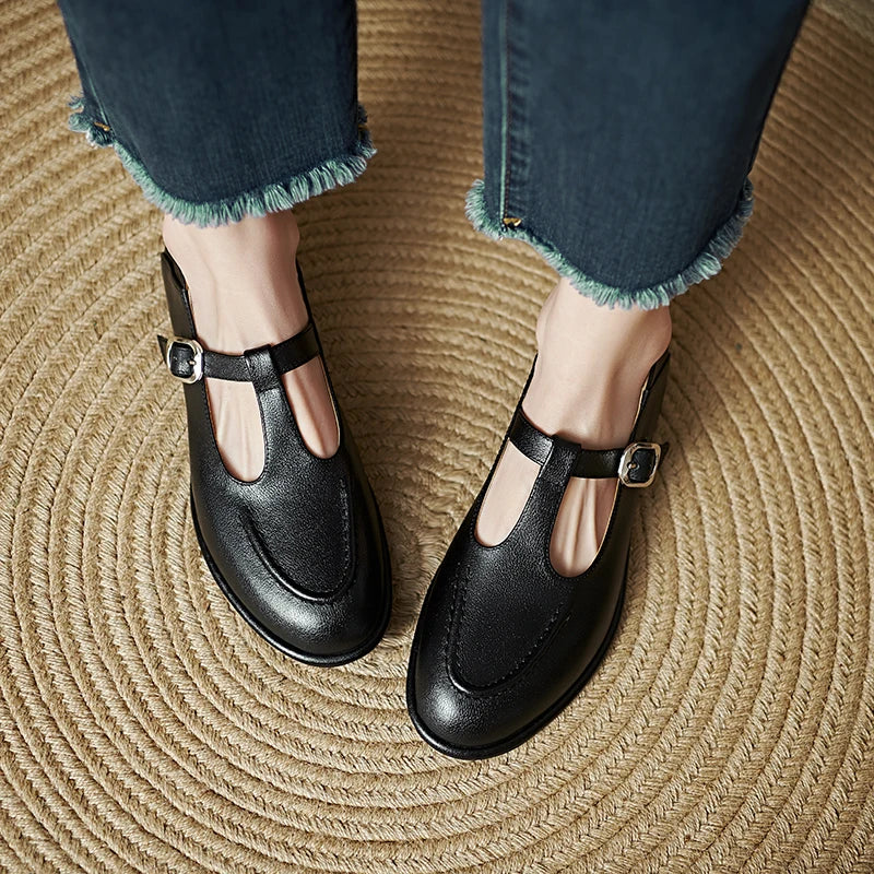 Claudine | Modern T-Strap Loafers