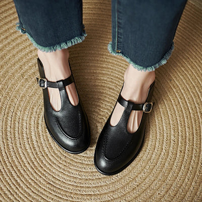Claudine | Modern T-Strap Loafers