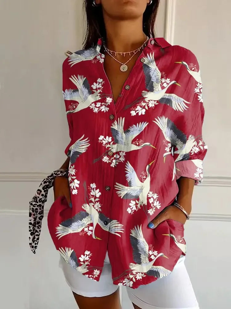 Marisol | Crimson Crane Blouse