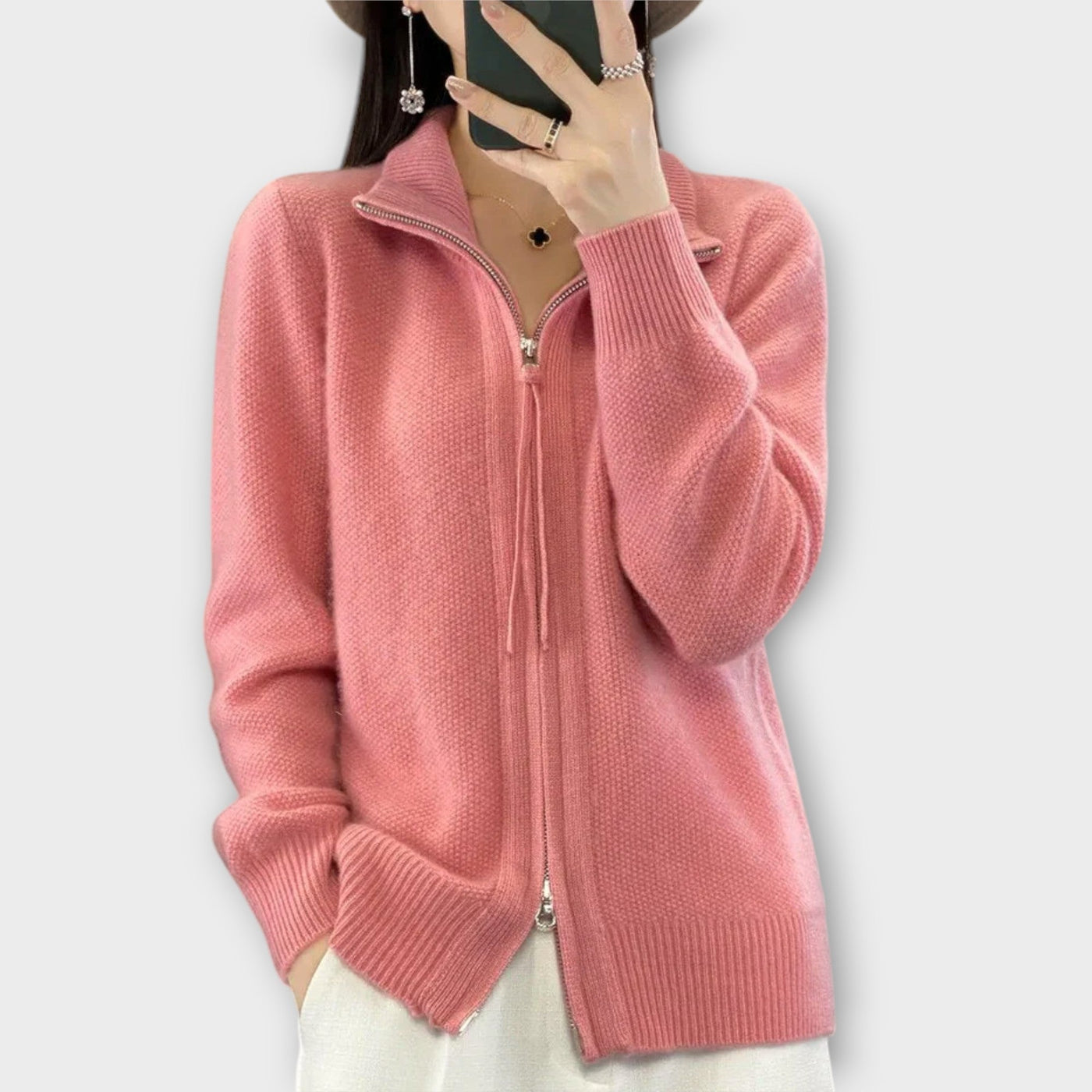 Sophia | Zip-Up Knit Cardigan