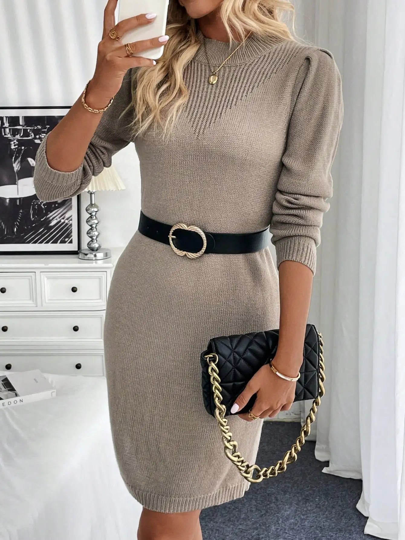 Celeste | Belted Knit Sweater Dress