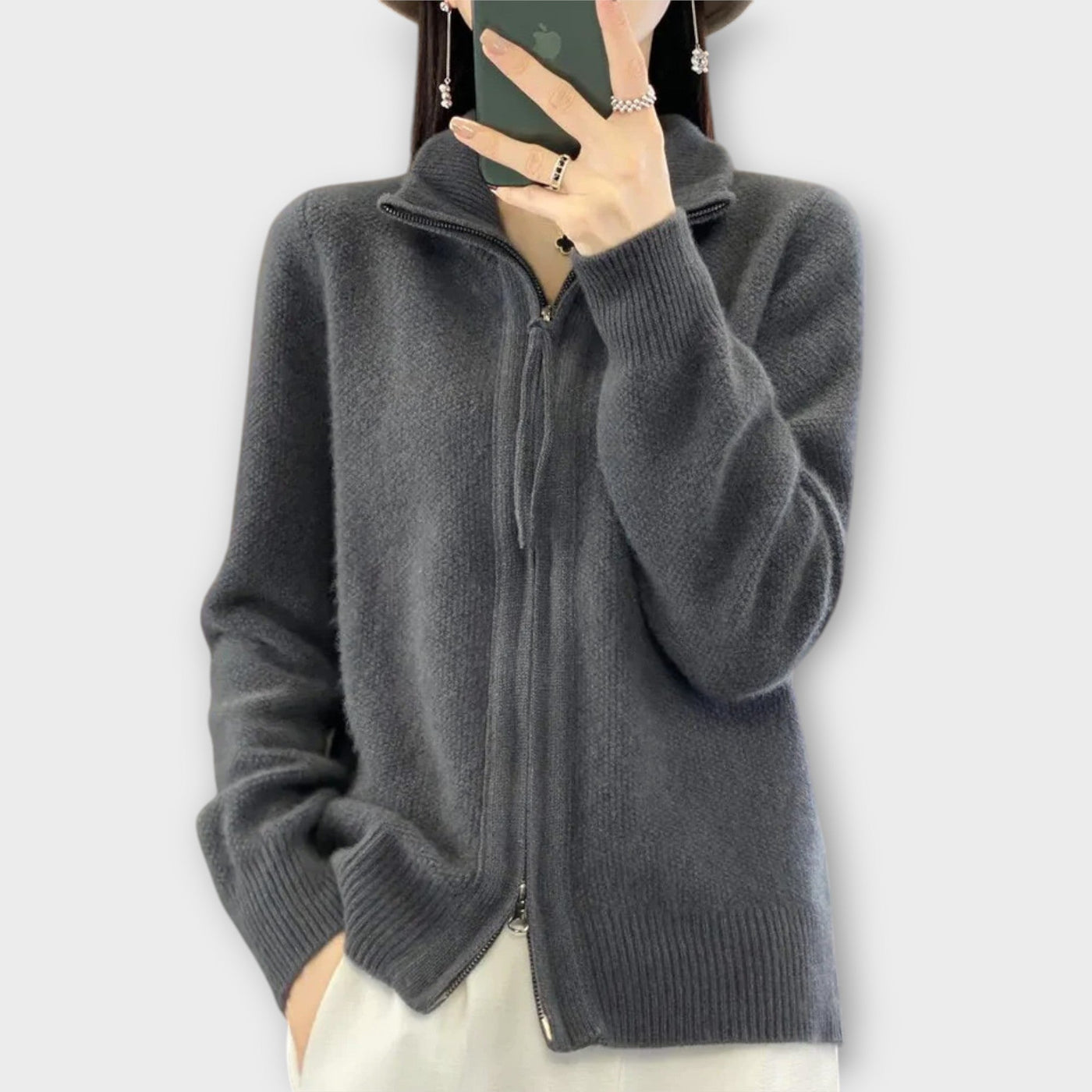 Sophia | Zip-Up Knit Cardigan