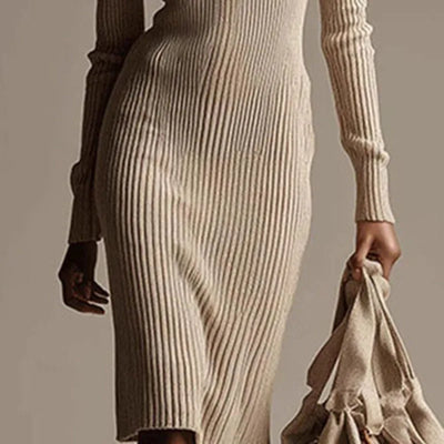 Noelle | Ribbed Knit Polo Dress