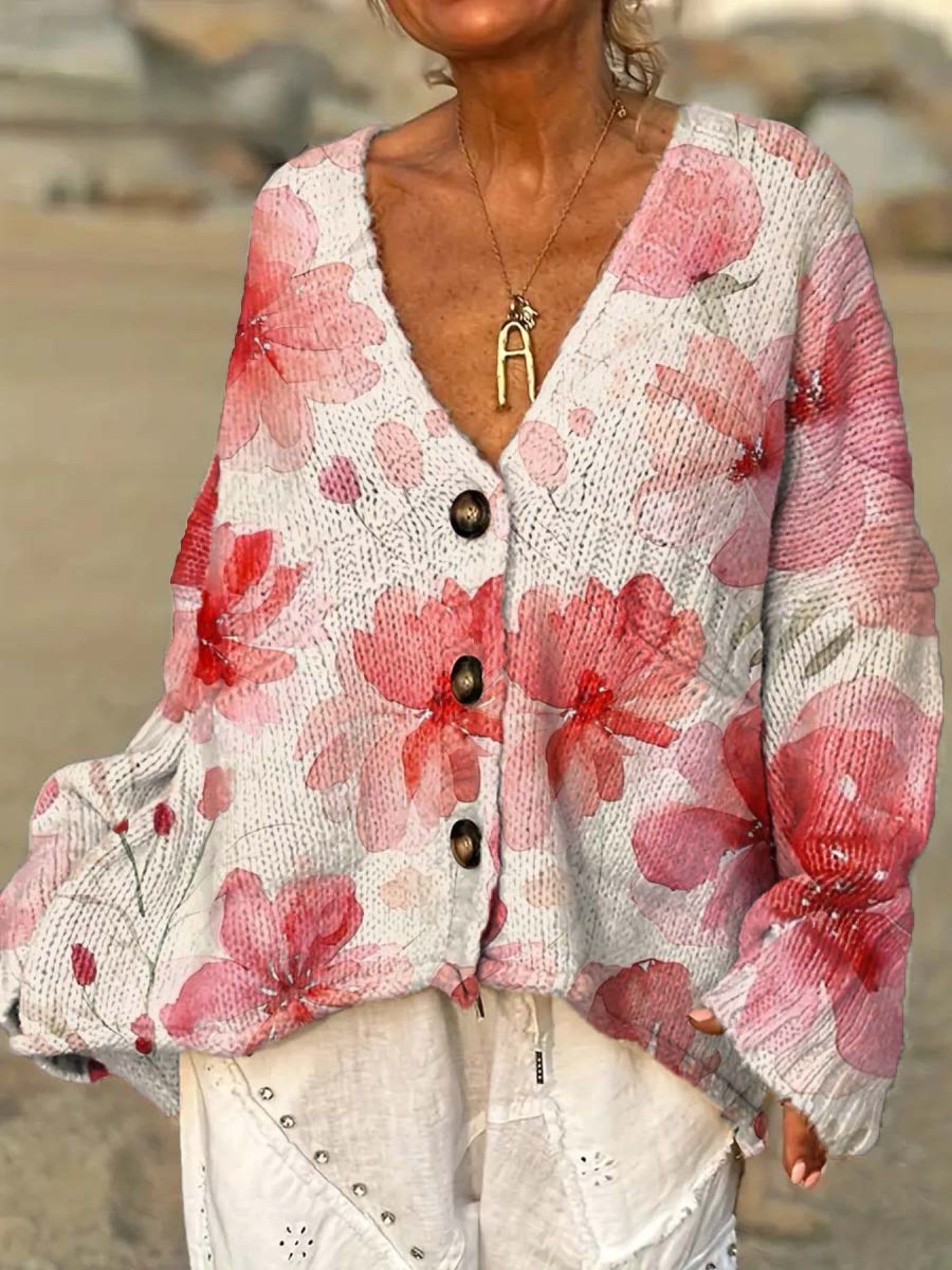 Erika | Watercolor Floral Knit Cardigan