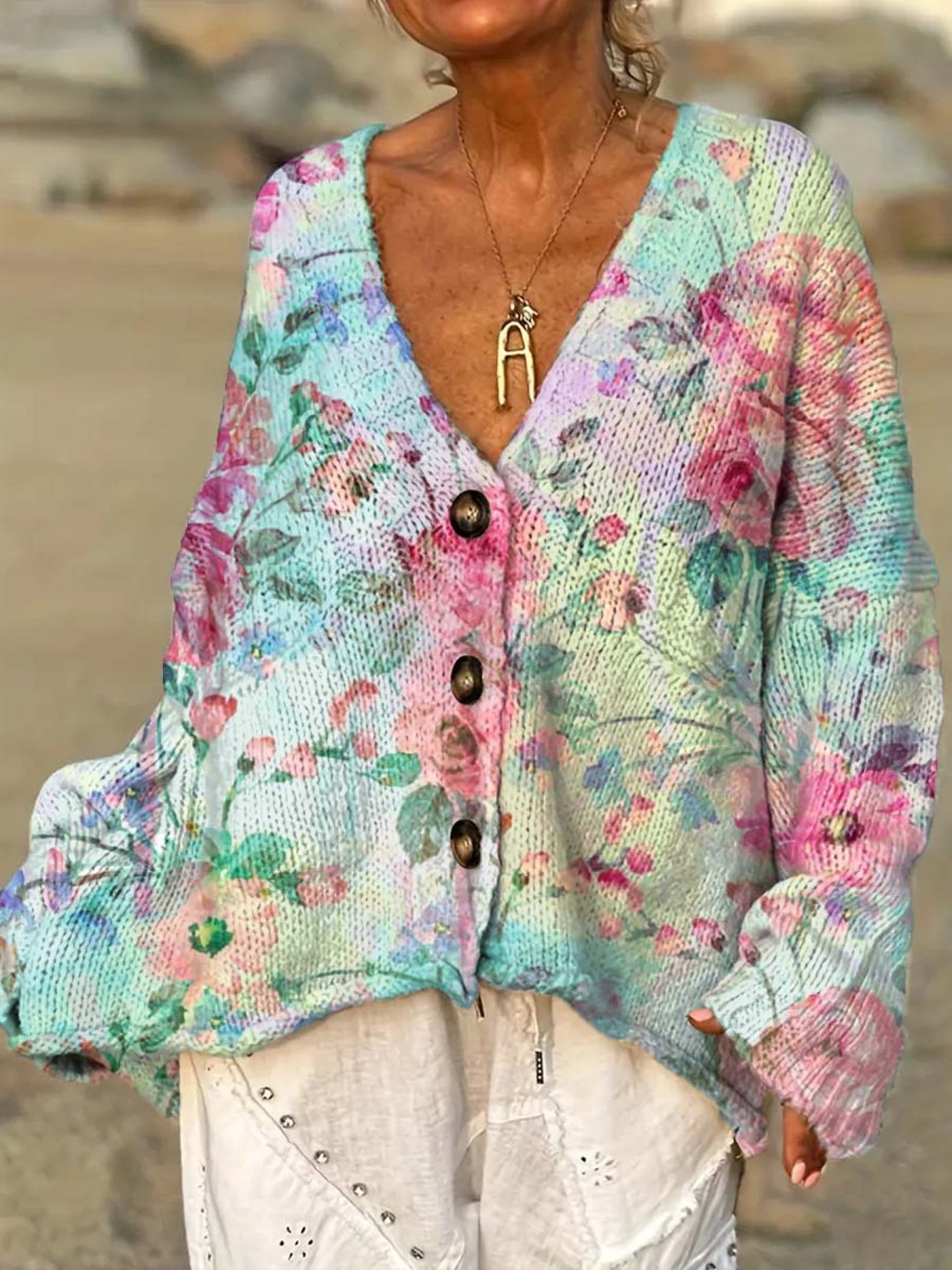 Gwen | Pastel Garden Knit Cardigan