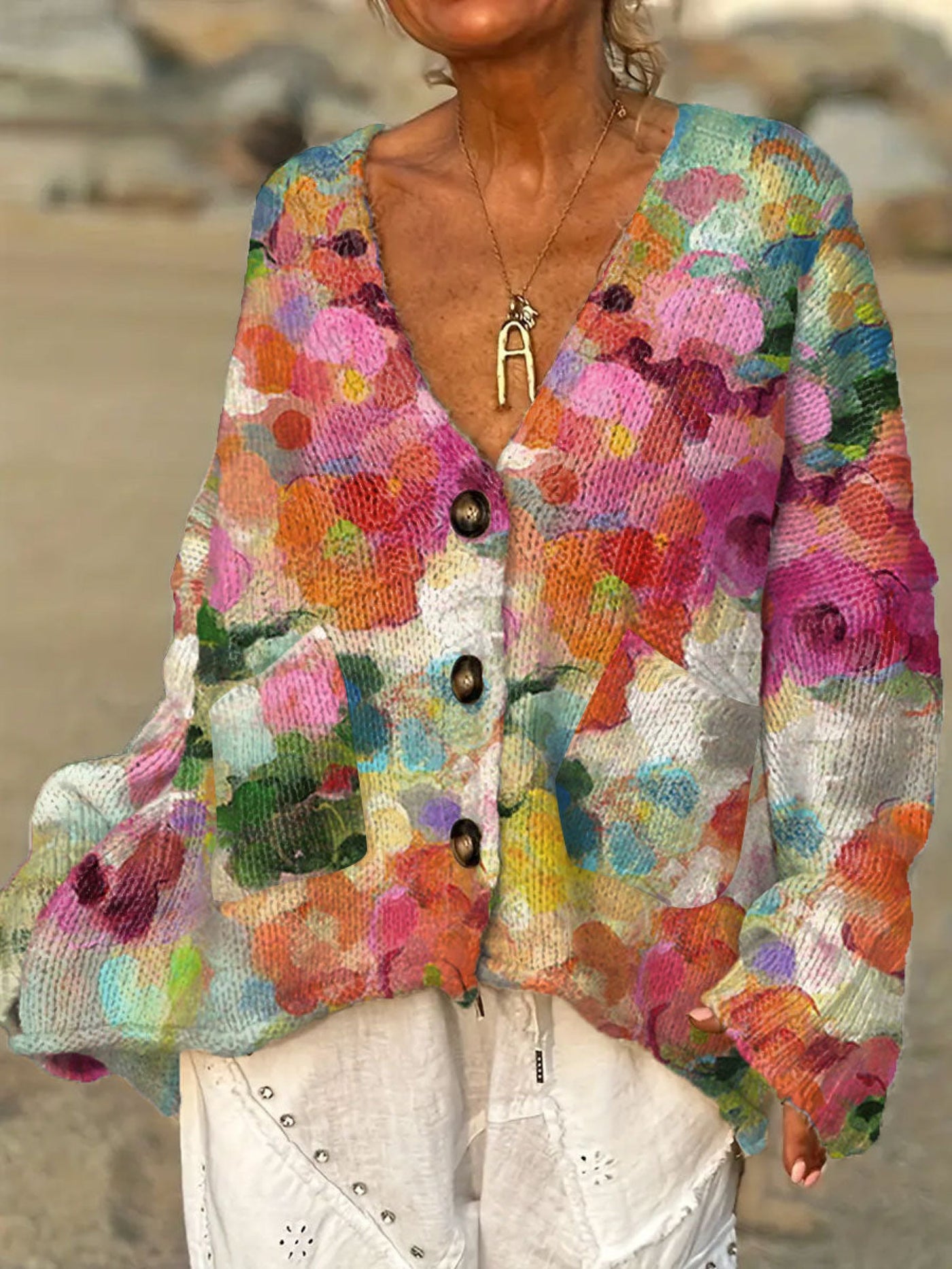 Hannah | Abstract Bloom Knit Cardigan