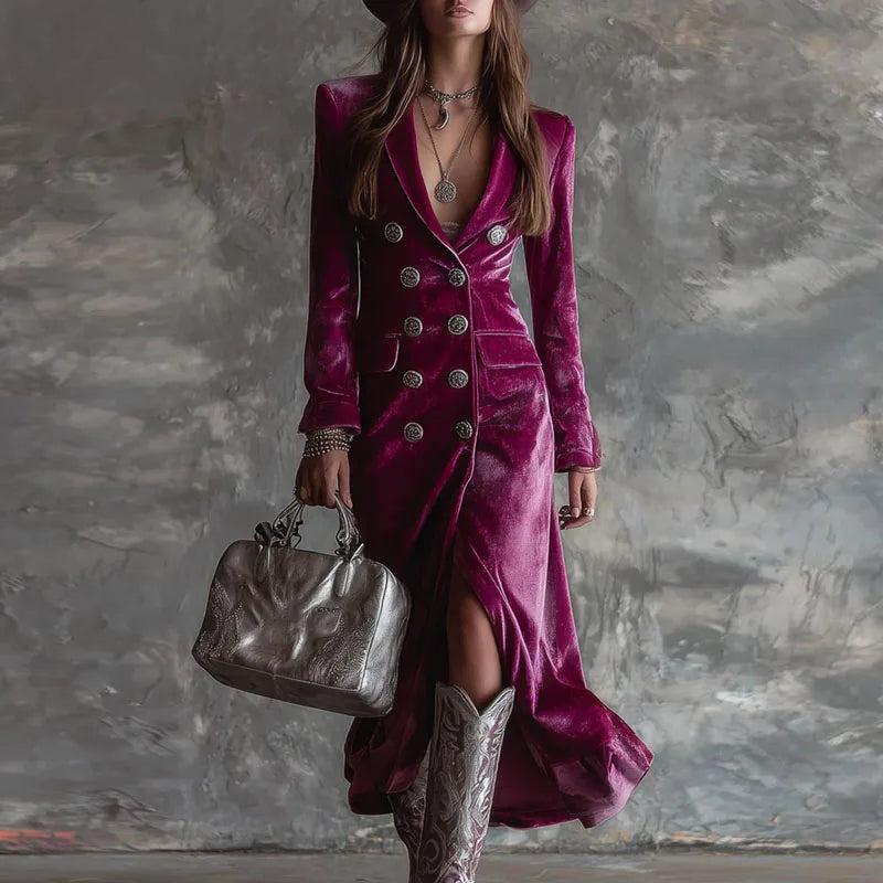 Vienna | Velvet Double-Breasted Dress