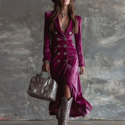 Vienna | Velvet Double-Breasted Dress