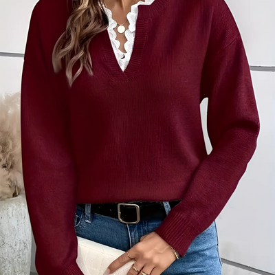 Audrey | Lace Trim Sweater